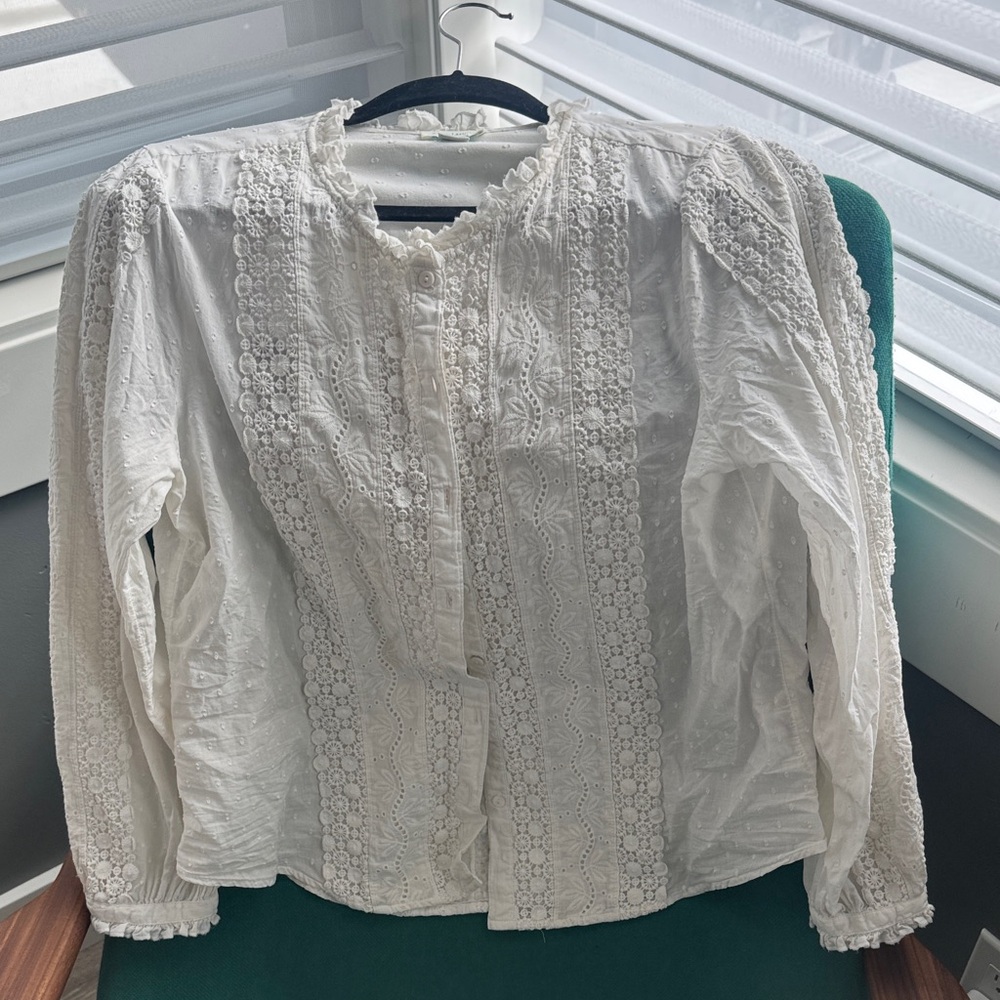 Sundance Cream Lace Button-Up Blouse